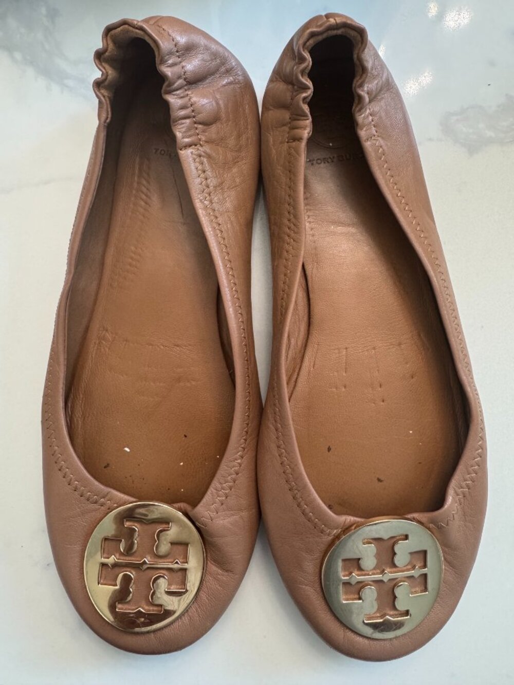 Tory Burch "Minnie" Classic Ballerina Flats sz 8 1/2 Royal Tan